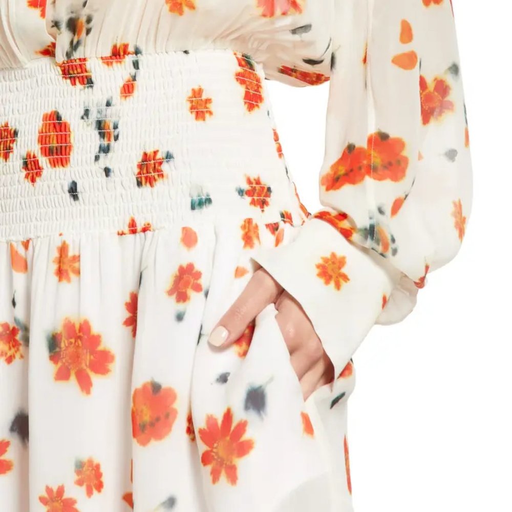 Rag & Bone Bailey Smocked Floral Print Long Sleeve Dress - Picture 5 of 6